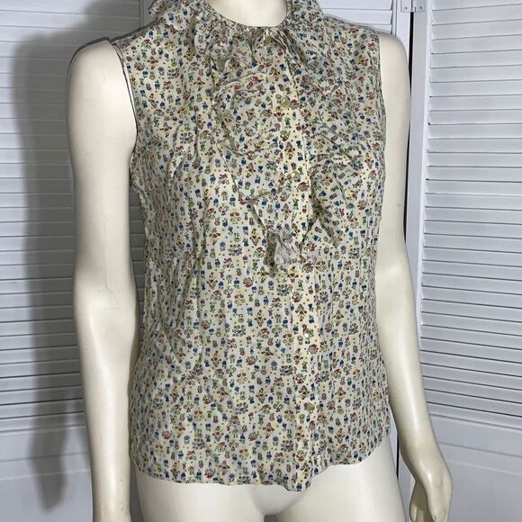 Vintage 1940’s Ruffle Button Down Sleeveless Blouse - Picture 9 of 16